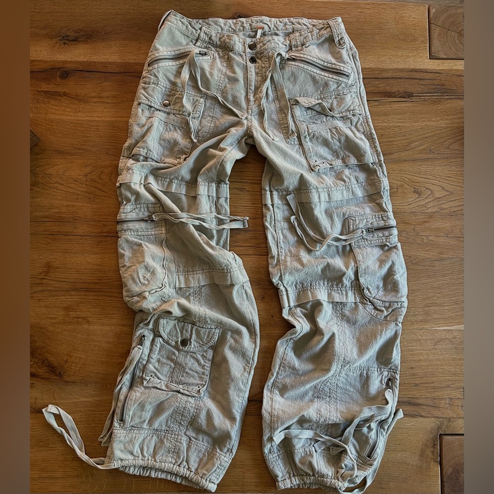 Free People Low Rise Cargo Pants, Olive - Size 0